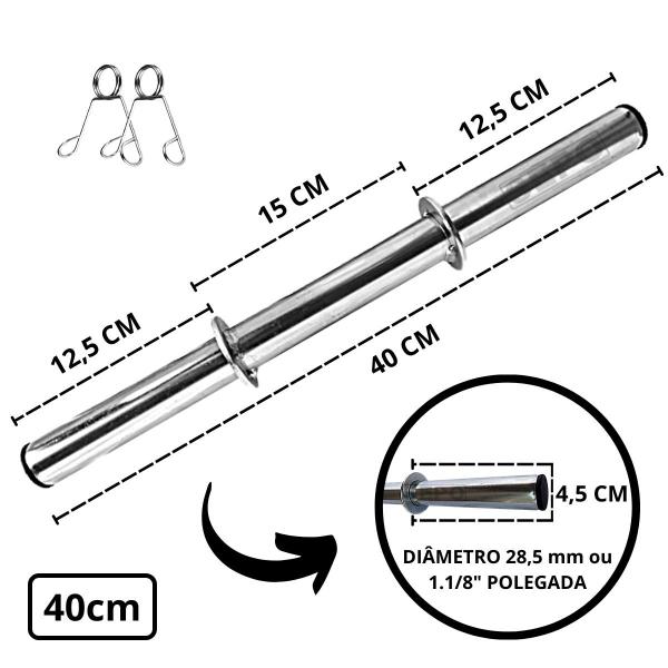 Imagem de Kit Halter 10Kg em Anilhas de Ferro com 1 Barra Tubo Oca 40cm