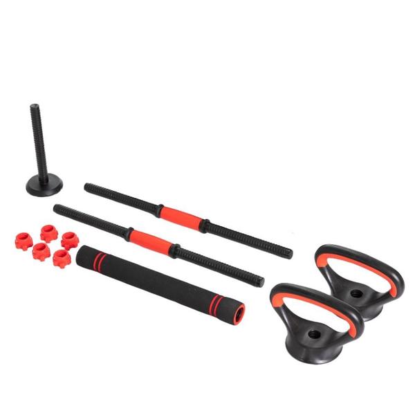 Imagem de Kit Halteres Barra Kettlebell 6 em 1 Peso Musculação treino em casa até 40kg Ajustável Preto