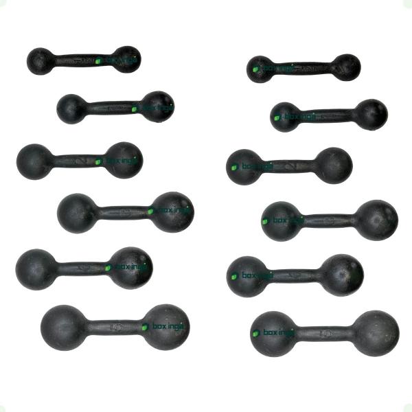 Kit Halteres de Ferro Fundido Pintado - Pares de 500g, 1, 2, 3, 4 e 5 Kg - 2M FITNESS Imagem de Kit Halteres de Ferro Fundido Pintado - Pares de 500g, 1, 2, 3, 4 e 5 Kg