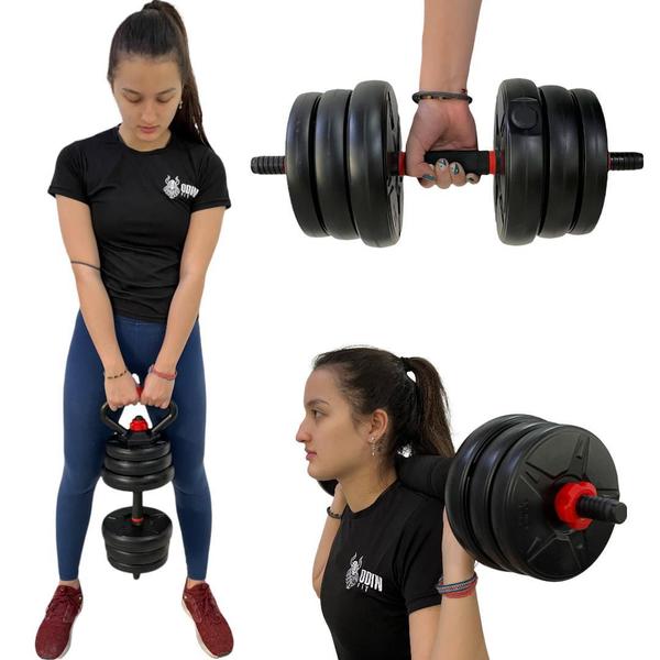 Imagem de Kit Halteres Musculação Kettlebell 6 Em 1 Peso 20Kg Academia