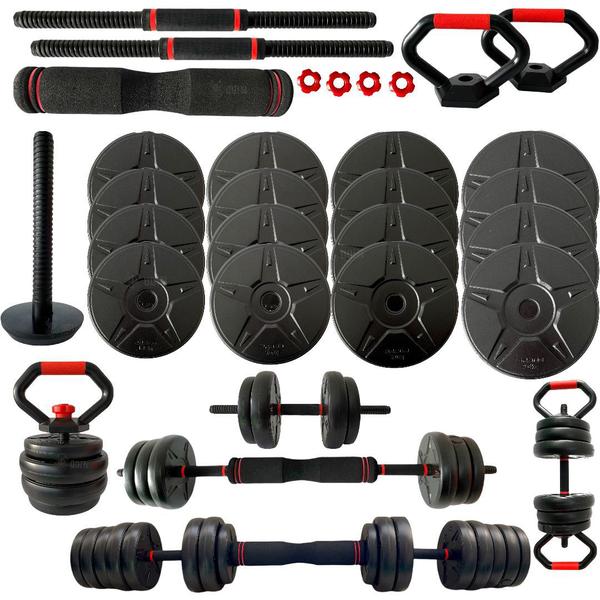 Imagem de Kit Halteres Musculação Kettlebell 6 Em 1 Peso 30kg Odin Fit