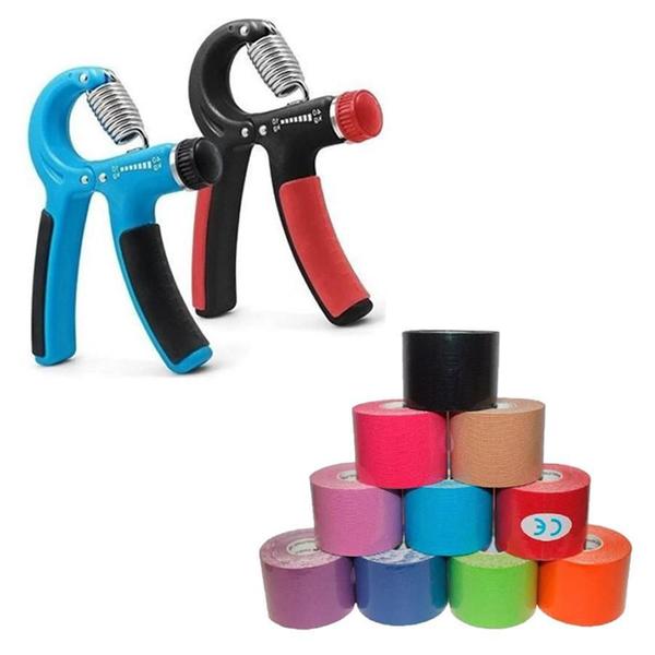Kit Hand Grip Mola De Punho E Fita Bandagem Elastica 5M 5Cm - Top Total Imagem de Kit Hand Grip Mola De Punho E Fita Bandagem Elastica 5M 5Cm