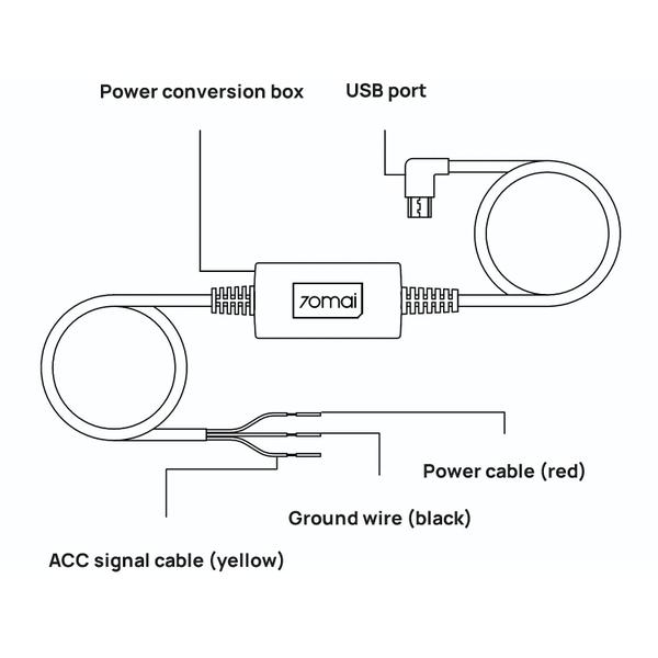 Imagem de Kit Hardwire 70mai UP02 3m Micro USB 5V/2.4A 12V-30V