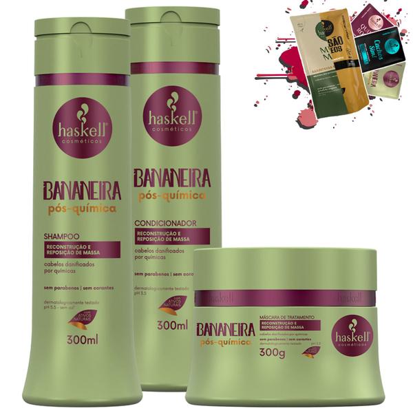 Imagem de Kit Haskell Bananeira Shampoo Condicionador Mascara 250g