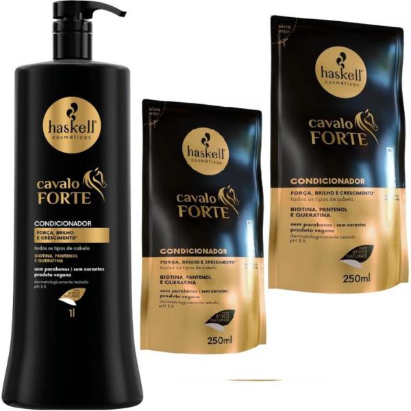 Imagem de Kit Haskell Cavalo Forte Condicionador 1 Litro  + 2 Refil Condicionador 250ML