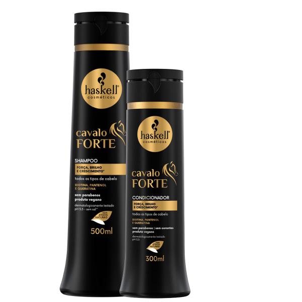 Kit Haskell Cavalo Forte Shampoo 500ml Condicionador 300ml Imagem de Kit Haskell Cavalo Forte Shampoo 500ml Condicionador 300ml