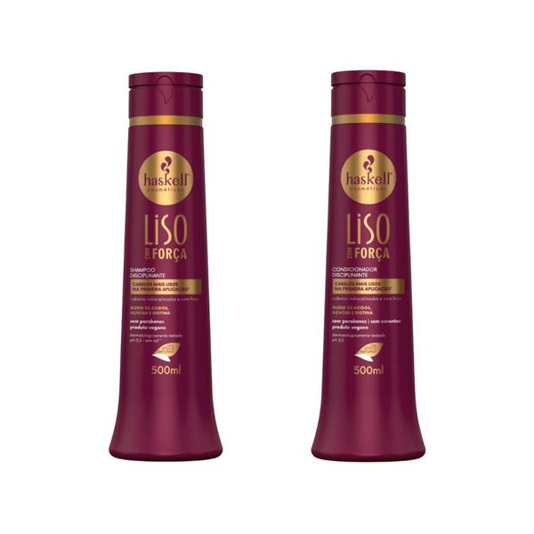 Imagem de Kit Haskell Liso Com Força Shampoo 500ml + Cond 500ml