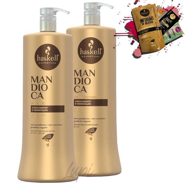 Kit Haskell Mandioca Shampoo E Condicionador 1L Imagem de Kit Haskell Mandioca Shampoo E Condicionador 1L