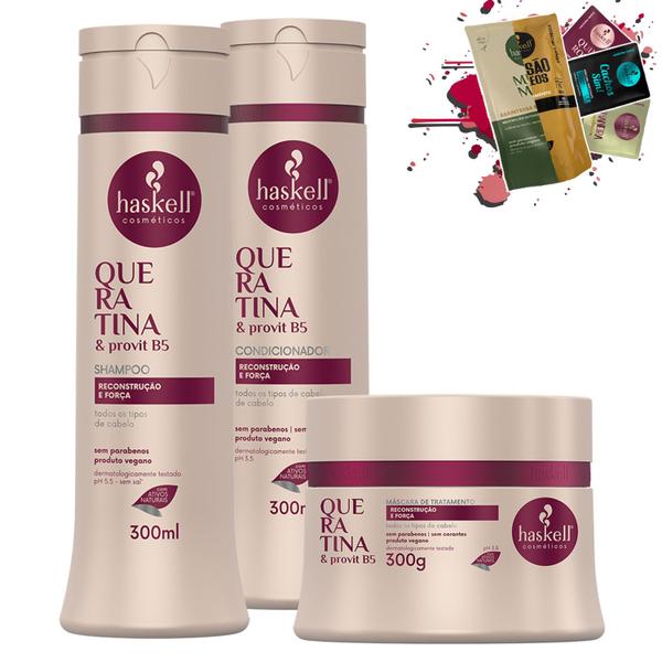 Imagem de Kit Haskell Queratina Shampoo Condicionador Mascara 300g