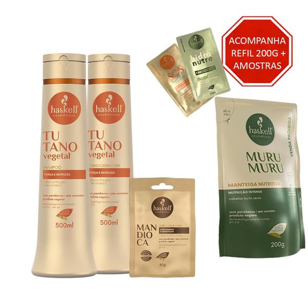 Imagem de Kit Haskell Tutano Shampoo E Condicion 500ml + Dose Mandioca