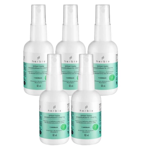 Imagem de Kit Herbia Spray Para Desodorante Cristal 5 Un De 60ml Cada