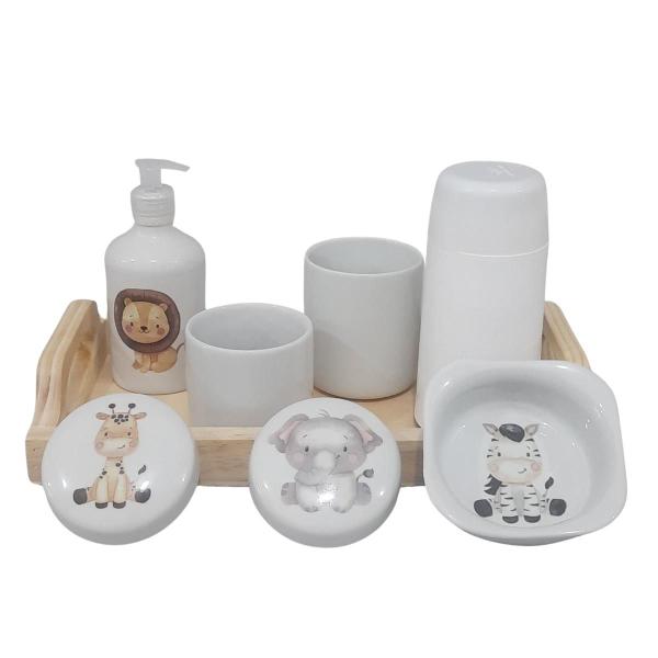 Imagem de Kit higiene bebê 6 pçs Safari - Porcelana Bdj Pinus