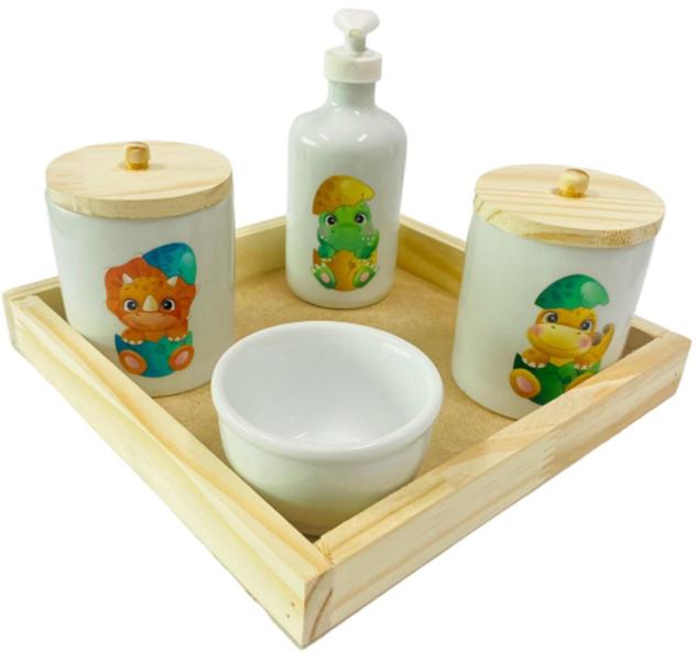 Imagem de Kit Higiene Bebê Dinossauros Porcelana