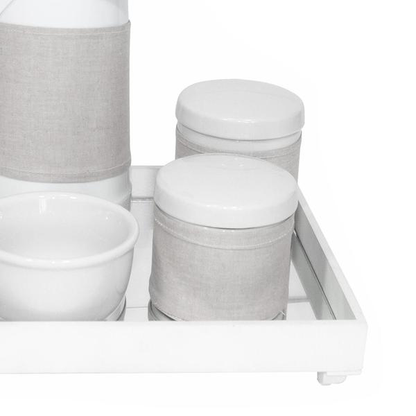 Imagem de Kit Higiene Bebê Porcelanas Garrafa Térmica Completo Branco