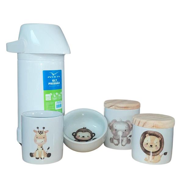 Imagem de Kit higiene bebê safari 5 Pçs - Porta Pente e TP Pinus