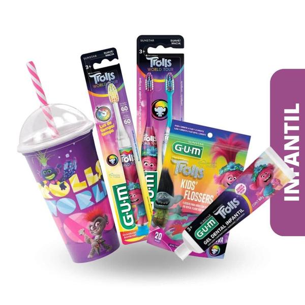 Imagem de Kit Higiene Oral Infantil Master Trolls GUM  Edição Limitada