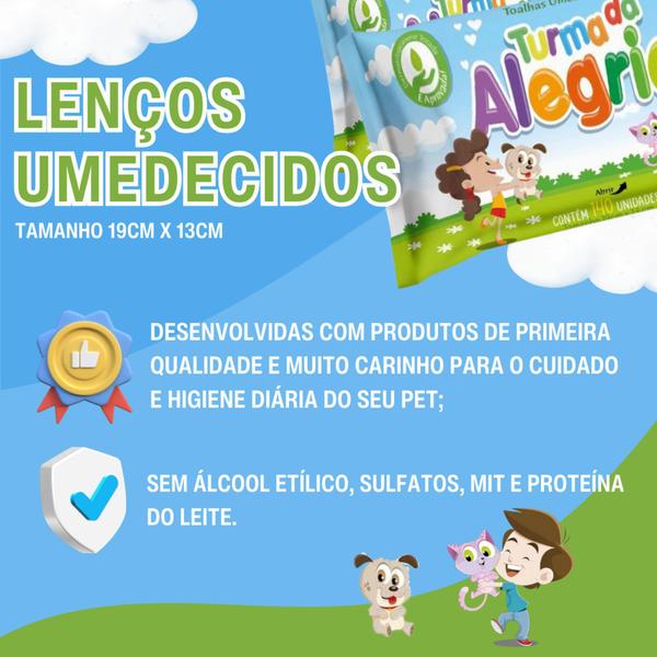 Imagem de Kit Higiene Pet com 1 Lenço Umedecido Turma da Alegria + 3 Tapetes Higiênicos Absorventes Médios