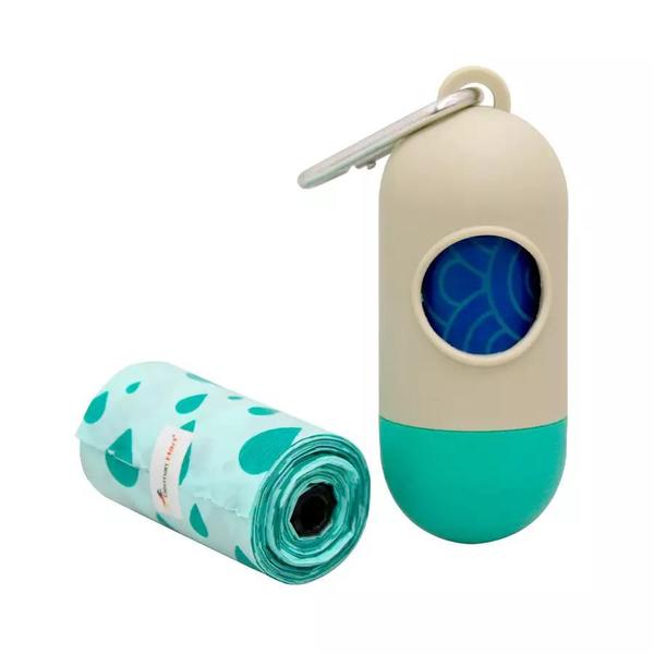 Imagem de Kit higiênico p/ cães e gatos saquinhos biodegradáveis com dispenser waves germanbag