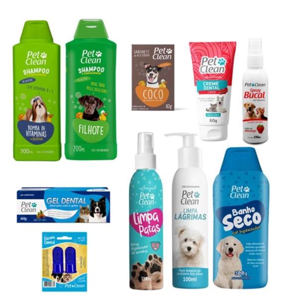 Imagem de Kit Higienico Para Cachorros E Gatos Pet Clean 10 Produtos