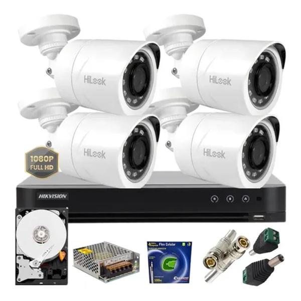 Imagem de Kit Hikvision 04 Câmeras E Dvr Turbo Full Hd 1080p C/500gb