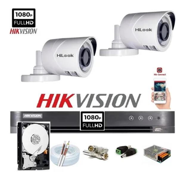 Imagem de Kit Hikvision 2 Cam Full Hd 1080p Dvr 4 7204 Turbo Hd C/ Hd