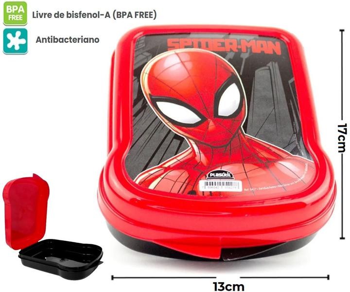 Imagem de Kit Homem Aranha Porta Lanche Escola C/ Porta Escova