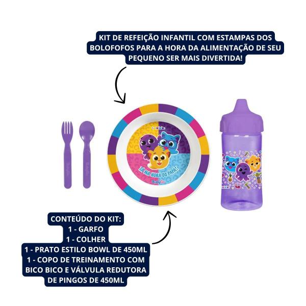 Kit Hora Da Papinha Infantil C/ Prato Bowl Copo de Treinamento e Talheres Bolofofos BabyGo Imagem de Kit Hora Da Papinha Infantil C/ Prato Bowl Copo de Treinamento e Talheres Bolofofos BabyGo