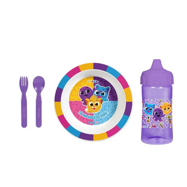 Kit Hora Da Papinha Infantil C/ Prato Bowl Copo de Treinamento e Talheres Bolofofos BabyGo Imagem de Kit Hora Da Papinha Infantil C/ Prato Bowl Copo de Treinamento e Talheres Bolofofos BabyGo