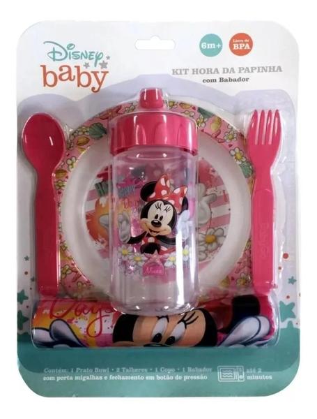 Imagem de Kit Hora da Papinha Minnie Disney Babador/Prato/Talher e Copo - Baby Go
