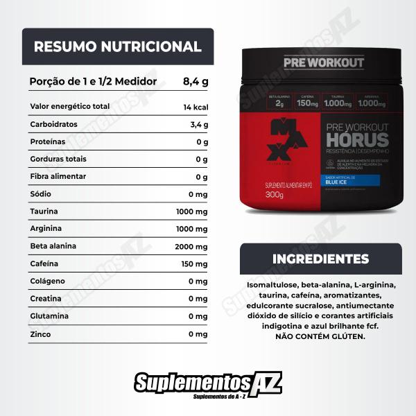 Imagem de Kit Horus 300g Pré Treino + Bcaa 2400mg 60 Caps Max Titanium