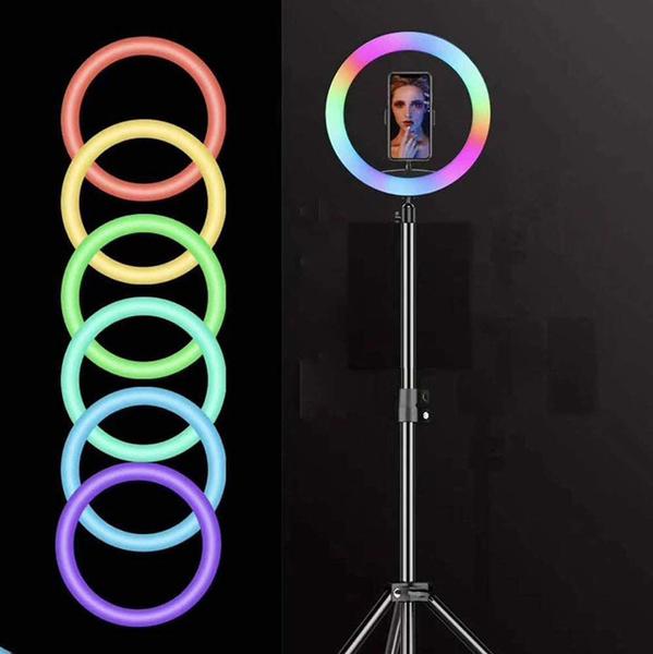 Imagem de Kit Iluminação 10 Polegada Colorido Anel de led Ring light Rgb Led Anel Luz 26CM Profissional