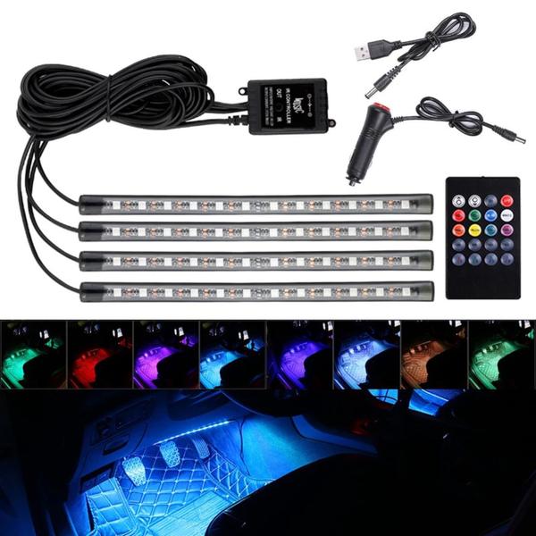 Imagem de Kit Iluminação Interior Carro Luz Led Rgb Neon Com Controle