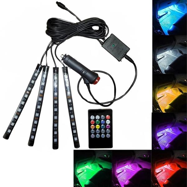 Imagem de Kit iluminacao led automotivo neon rgb tuning controle 12v