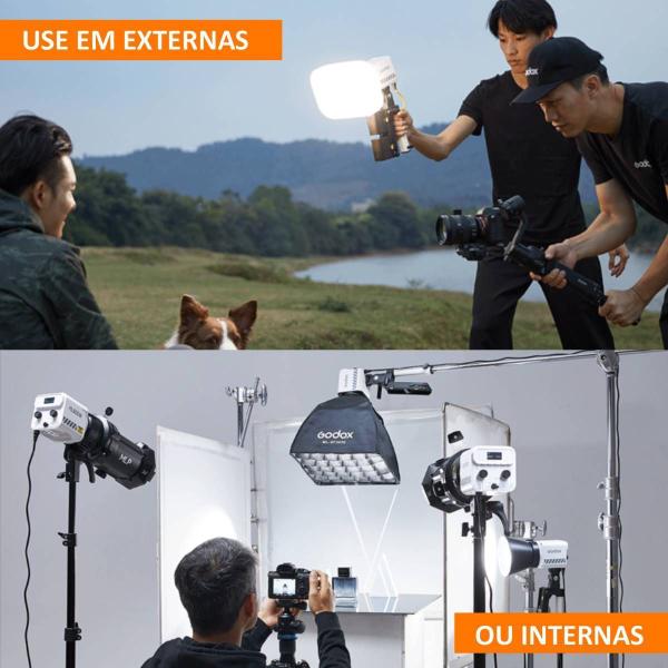 Imagem de Kit Iluminação Led Com Baterias Godox Para Ensaio Externo Ml60ii Bi 70w + Softbox