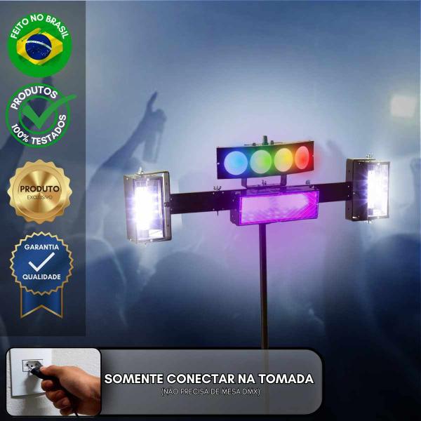 Imagem de Kit Iluminação para Festa Anos 60,70 e 80 + Tripé -  Deltrônica