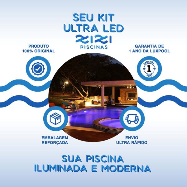 Imagem de Kit Iluminação Para Piscina até 128m² Com 8 Leds Rgb 9w + Comando RGB Preto