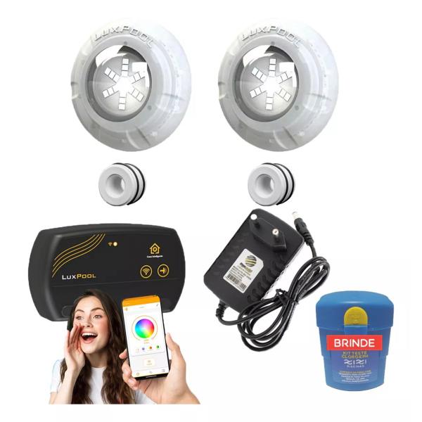 Imagem de Kit Iluminação Para Piscina até 32m² Com 2 Leds Rgb 9w + SmartLux + Dispositivos