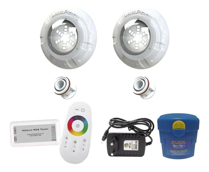 Imagem de Kit Iluminação Piscina 32m² 2 Leds 9w + Módulo + Disp 50mm