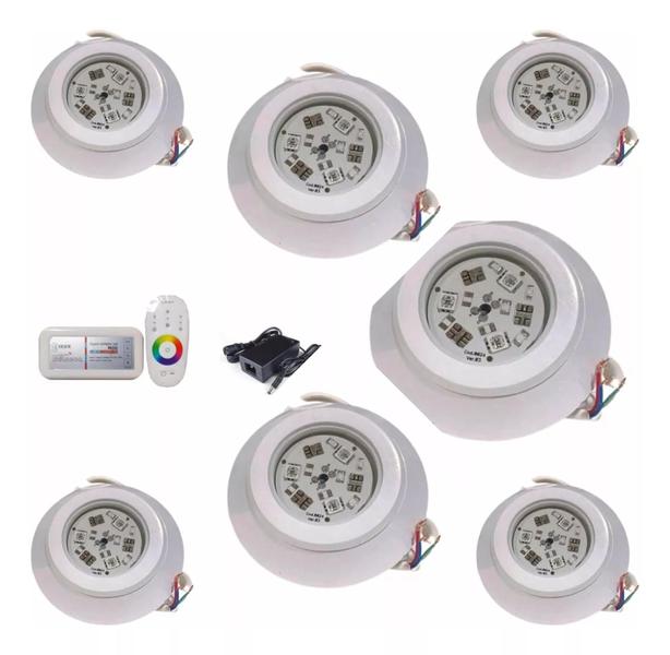 Imagem de Kit Iluminação Piscina 7 Leds + Central Comando + Fonte 12v