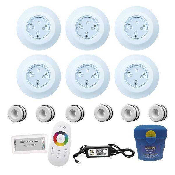 Imagem de Kit Iluminação Piscina 72m² 6 Leds 9w + Disp 50mm + Módulo