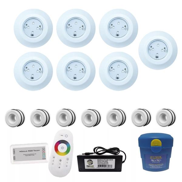 Imagem de Kit Iluminação Piscina 84m² 7 Leds 9w + Disp 50mm + Módulo