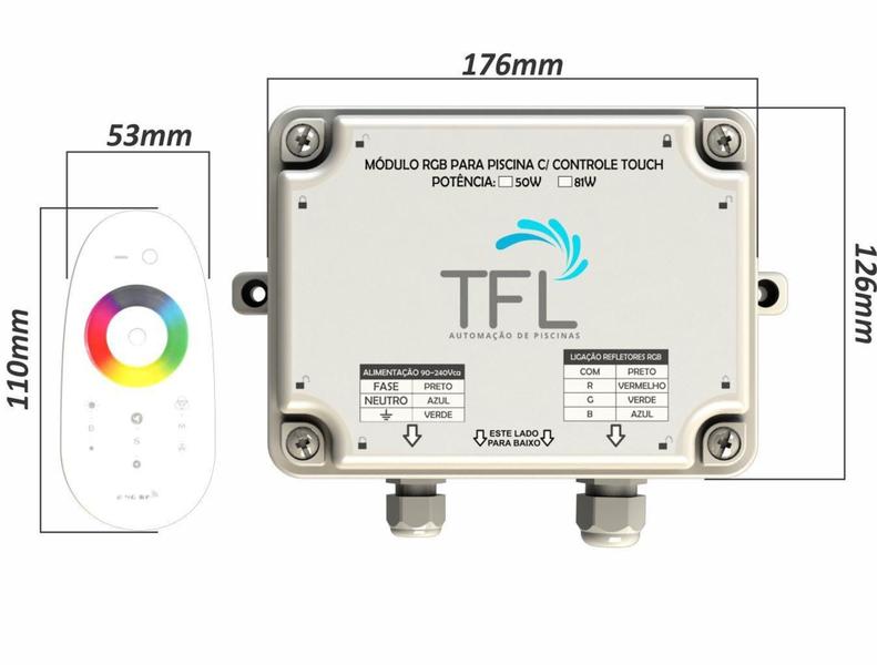 Imagem de Kit Iluminação Piscina - Contr Touch + 2 Leds Rgb 6W Tholz - Tfl Automacao / Tholz