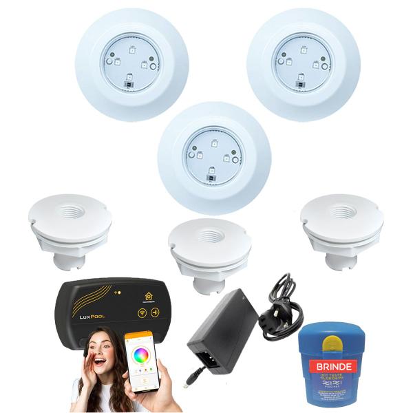 Imagem de Kit Iluminação Piscina Fibra 3 Leds 9w + Nicho + Smart Lux