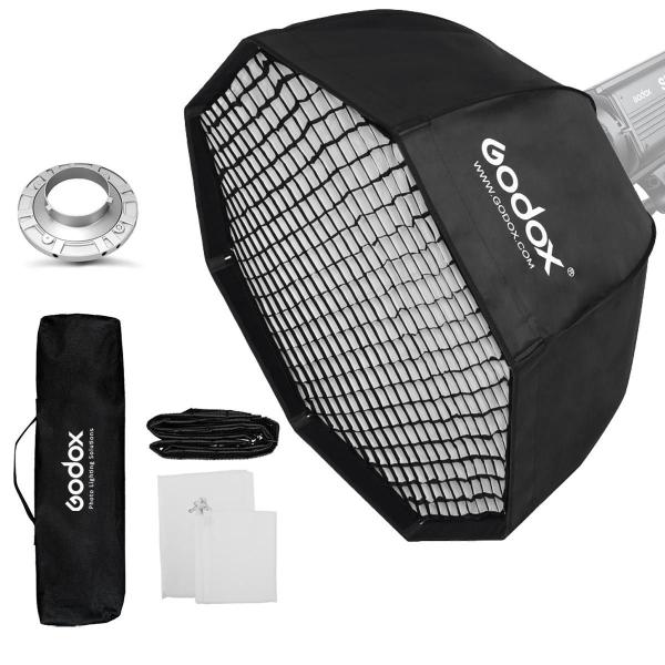 Imagem de Kit Iluminador Led Luz Bicolor Godox Sl100bi 100w Com Softbox Octa 120cm Grid E Tripé