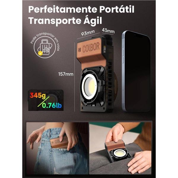 Imagem de Kit Iluminador Led Rgb Colbor Wonder W100r 105w + Softbox Cp30 Com Grid + Tripé 2,4m