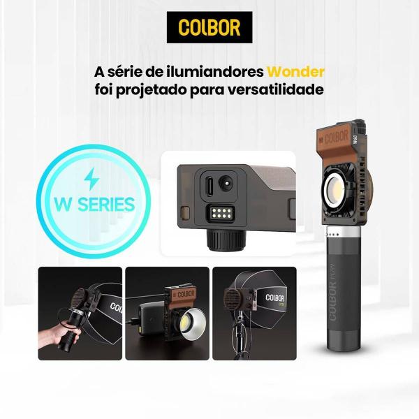 Imagem de Kit Iluminador Led Rgb Colbor Wonder W60r 60w + Softbox Cp30 Com Grid + Tripé 2,4m