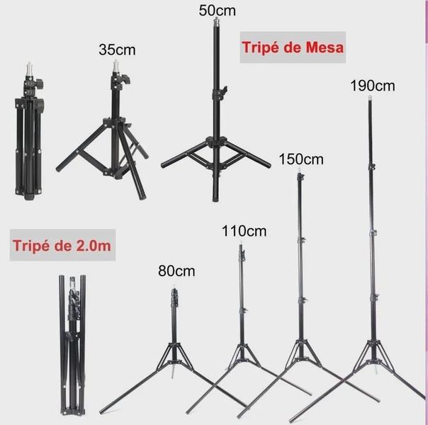 Imagem de Kit Iluminador Ring Light 18 Polegadas 40W com Tripé 2 metros + suporte Celular Youtuber Selfie