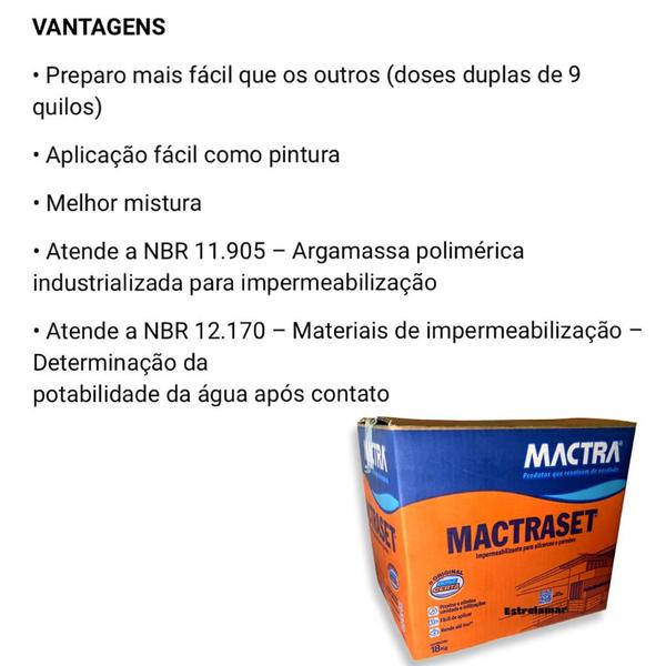 Imagem de Kit Impermeabilizante Mactraset 18kg Mactra + Broxa Atlas R800/2