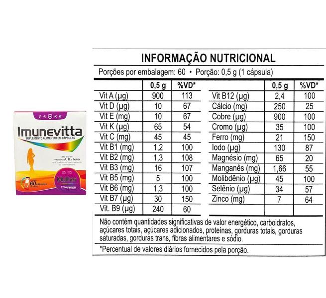 Imagem de Kit Imunevitta Mulher 60 Caps + Imunevitta Kids 240ml.