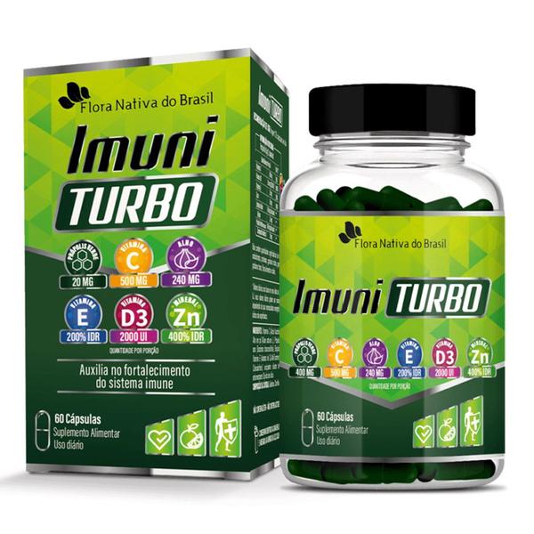 Imagem de Kit Imuni Turbo 800mg (Vitamina C, E, D3, Própolis, Zinco) 3 Potes 60 Capsulas Cada - Flora Nativa